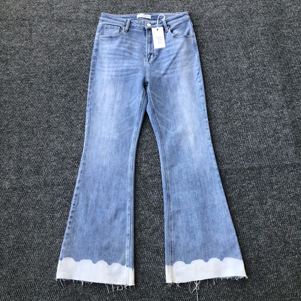 Risen Jeans high rise flare ombré hem detail size 13/31